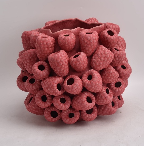 [270-261] PINK MATT CERAMIC VASE 'RASPBERRY' D39x31h