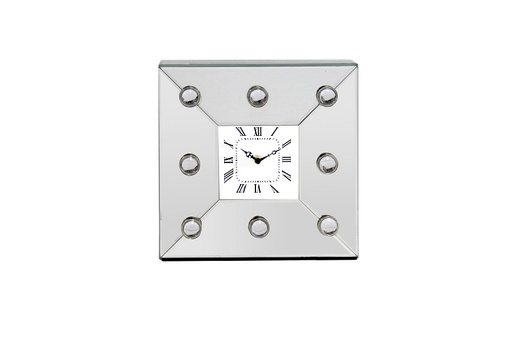 [370-788] SQ. MIRROR CLOCK 'CABOCHON' 25,5x25,5x8
