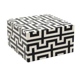 [060-21-208] Box w/lid white/black RESIN/MDF 21x21x13