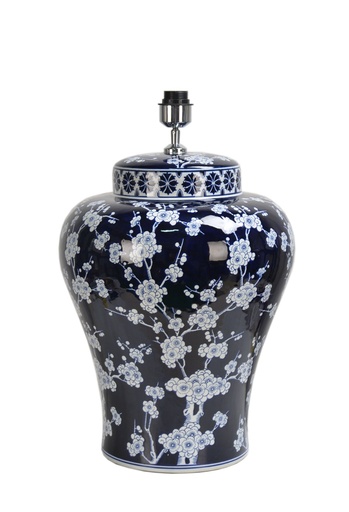 [155-200] LAMP 'CHERRY BLOSSOM' WHITE/BLUE CERAMIC 48