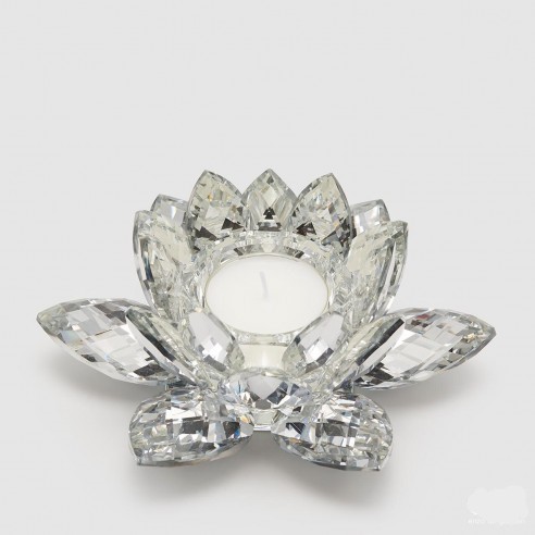 [105264,910] TEALIGHT PORTAC.CRYSTAL NINFEA H8D21