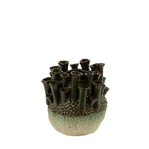 [5981687] Vase deco Ø29x33 cm KYRAL ceramics brown-green+cream