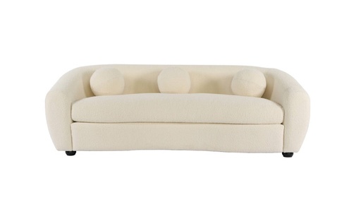 3 SEATER 'PARIS' CREAM BOUCLÉ FABRIC 226x114x79h