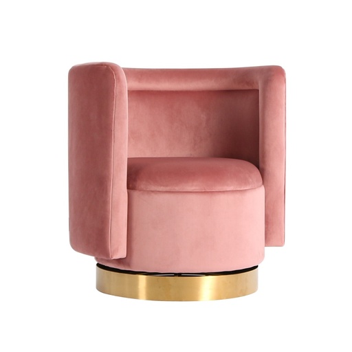 SWIVEL CHAIR 'BOTTEGA'PINK VELVET FABRIC+BRASS 76x68x80h FH