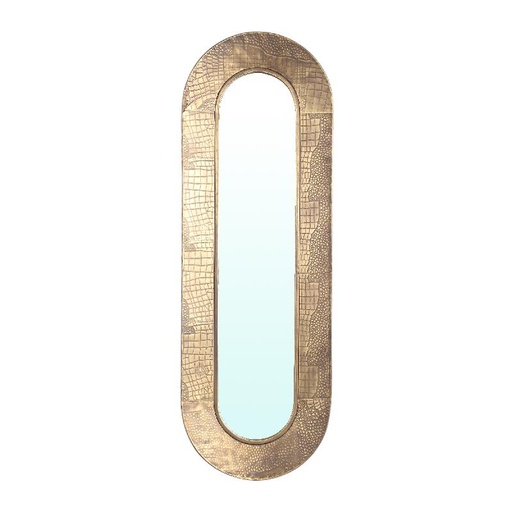 [713187] Darcio Gold thick iron croco print mirror oval 35.5x5.0x102.5 cm 