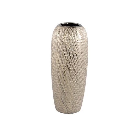 [713648] Helly Gold ceramic pot round high M 14.5x14.5x34.5 cm