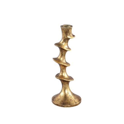 [713428] Movy Gold poly candle holder S 11.0 x 11.0 x 29.0 cm