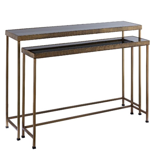 [718073] Thari Gold alu side table with glass top SV2 107.0 x 26.0 x 79.0 cm