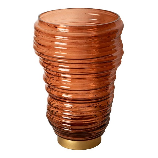 [718934] Lane Brown glass ribbed swirl stormlight L 20.0 x 20.0 x 27.5 cm
