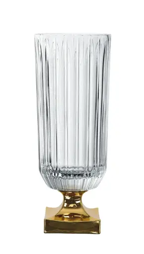 [104163] Nachtmann - Minerva Vase - Gold Footed, 40cm, 15.9in (Single Pack)