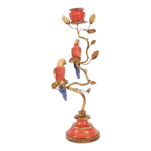 [12637662] Candle holder bird resin 32x8.5x8.5cm