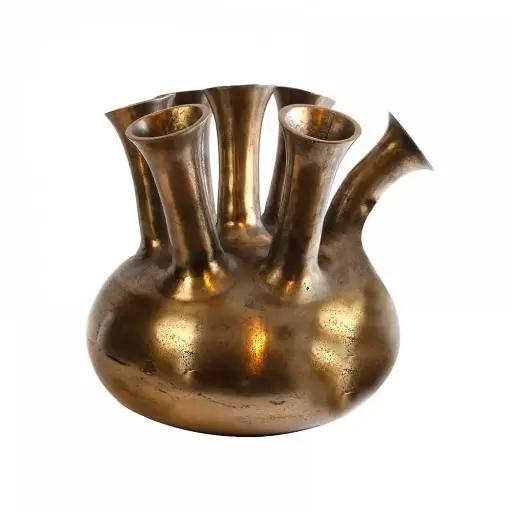 [001-19-3113-GOLD] Vase 7 mouth ALU RAW/GOLD 40x40x38