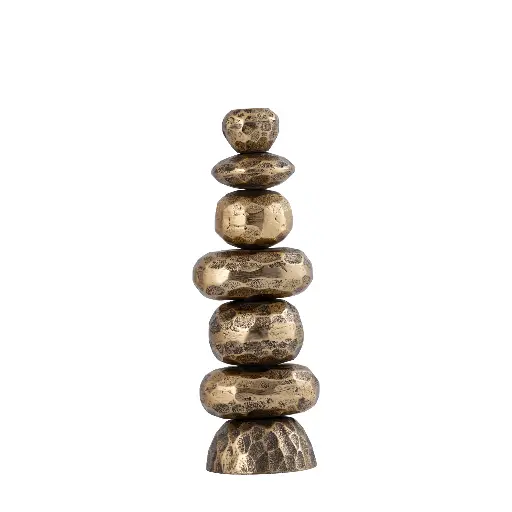 [723078] Kassam Gold casted alu candleholder pebbel stone S 12 x 9,5 x 30 cm