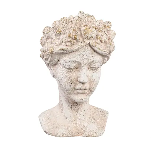 [721089] Sherlene Cream cement face shaped statue high 23 x 21,5 x 36 CM