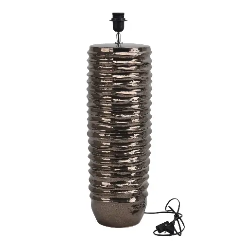 [713449] Rikkah Copper shiny glazed ceramic lampbase ribbed 22 x 22 x 60 cm
