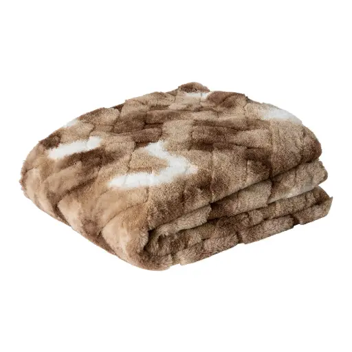 [718664] Geraldine Brown artificial fur plaid rectangle S 140 x 170 x 2