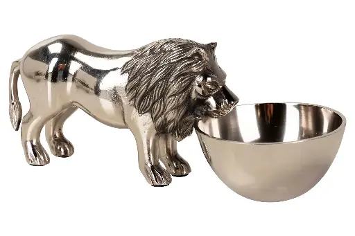 [942014] SILVER ALUMINUM LION APPETIZER BOLW 31x12x12 CM