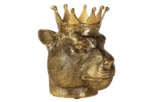 [942013] GOLDEN ALUMINUM LION FIGURE 24x22x28 CM
