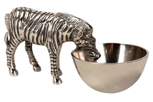 [942015] SILVER ALUMINUM ZEBRA BOWL 25x12x12 CM