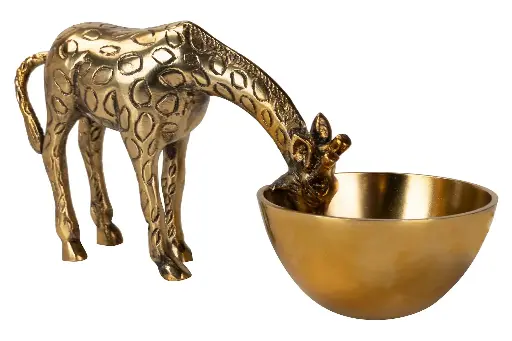 [942021] GOLDEN ALUMINUM GIRAFFE BOWL 29x12x15 CM