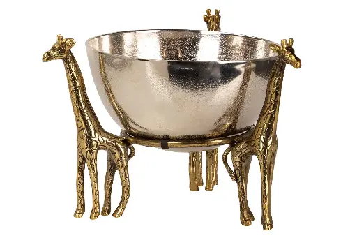 [942023] GOLD ALUMINUM GIRAFFE ICE BUCKET 35x35x30 CM