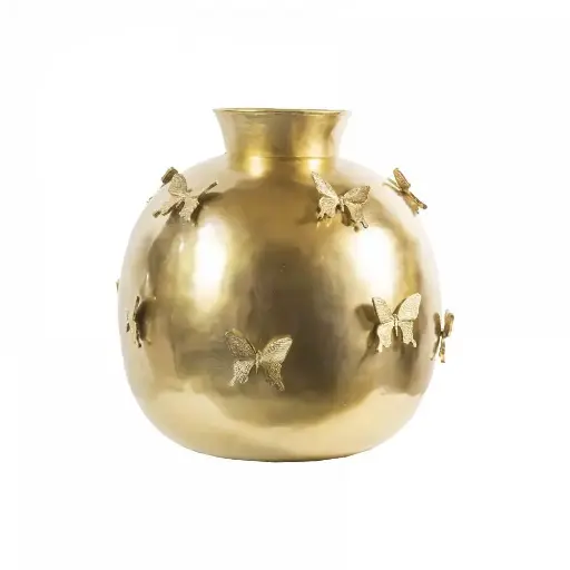 [001-21-4686-S-BRON] VASE W/BETTERFLY ALU/BRONZE 53X53X51 CM