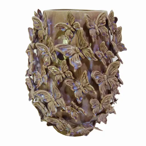 [39172] Vase all Butterflies Purple/Pink Ø23x28