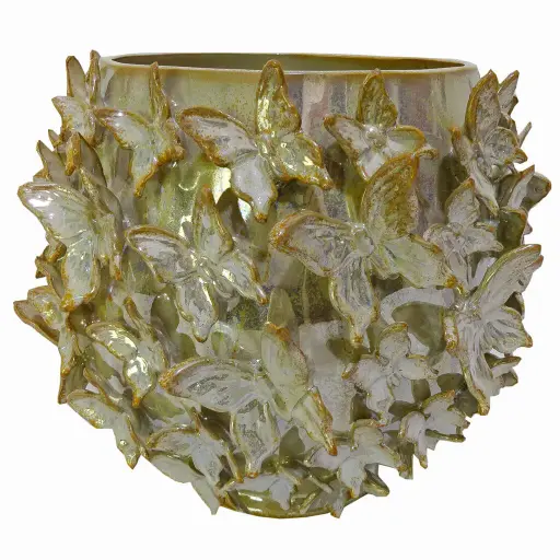 [39174] Vase all Butterflies pearl Ø26x23 cm