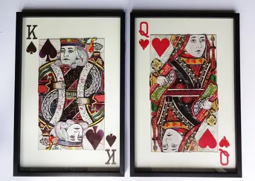 [220-454] S/2 FRAMES 'KING SPADE-QUEEN HEART' 60x90h