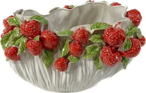 [270-239] BEIGE CERAMIC VASE 'STRAWBERRY' 37x25x24h
