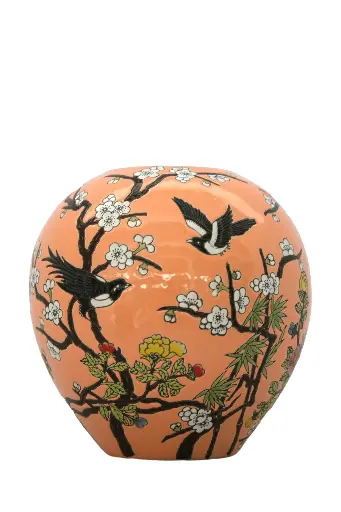 [275-301] S/2 VASES 'BIRDS' VINTAGE PINK D26x26h