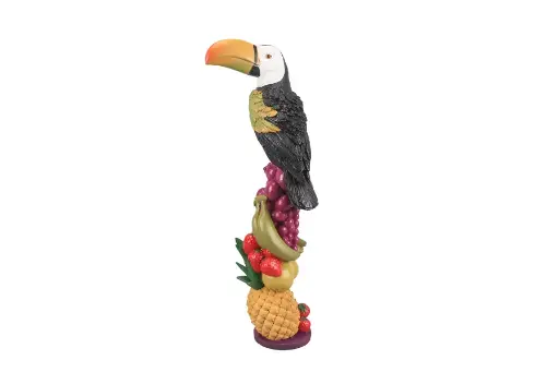 [345-419] S/2 TOUCAN+FRUIT IN MULTICOLOR RESIN