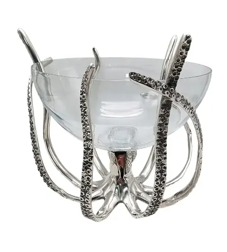 [450-246] PUNCH GLASS BOWL 'OCTOPUS' NICKLE D28,5x29h