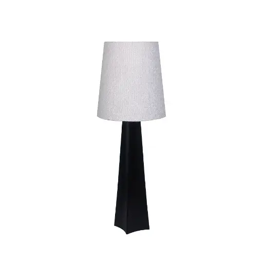 [470-930] FLOOR LAMP 'ARHUS' BLACK MATT+WHITE BOUCLÉ SHADE 128h