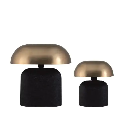 [490-171] S/2 ASS. LAMP 'BOLET' BLACK MATT+SHADE GOLD MATT 31h/45h