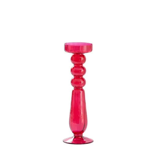 [6067691] Candle holder Ø9x30 cm FORMOSO glass dark pink