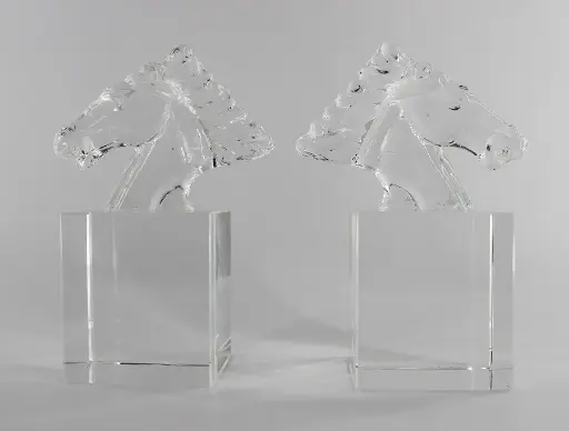 [160-918] CRYSTAL HORSE HEAD BOOKEND 11,4x8x17h (x2)