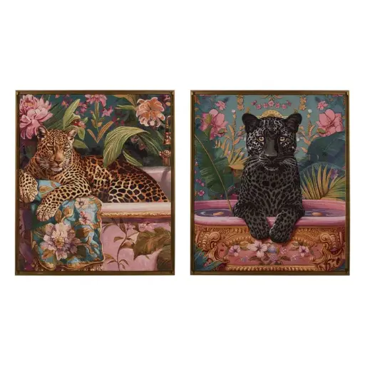 [615177] PAINTING LEOPARD-PANTHER 2/M FABRIC 85 X 100 CM