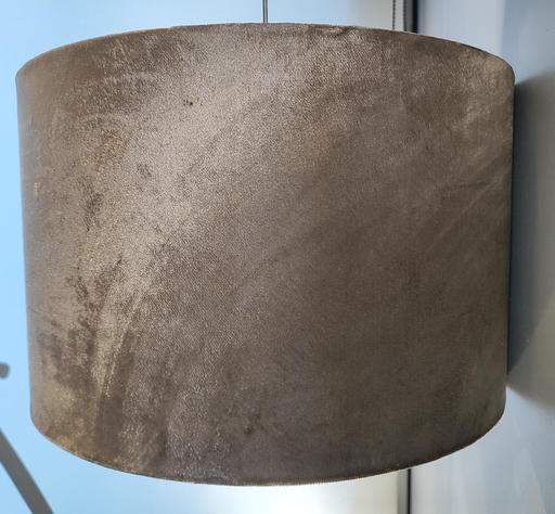 [Shd-2025-002] Shade drum Taupe velvet 40x40x25 cm