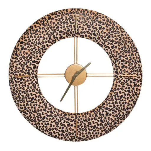 [154344] CLOCK LEOPARDO FABRIC-METAL DECORATION 48 X 3,50 X 48 CM